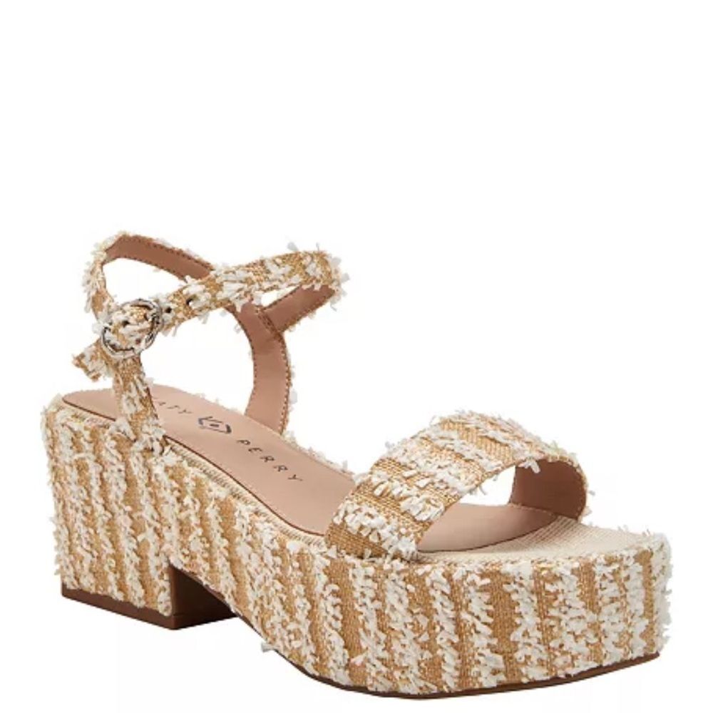 New Katy Perry Collections Beige and White Platform Sandals size 10M
